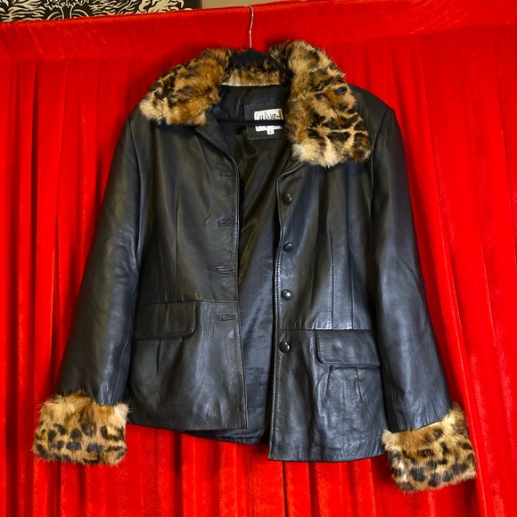 Y2k vintage genuine leather cheetah print coat - Picture 2 of 14